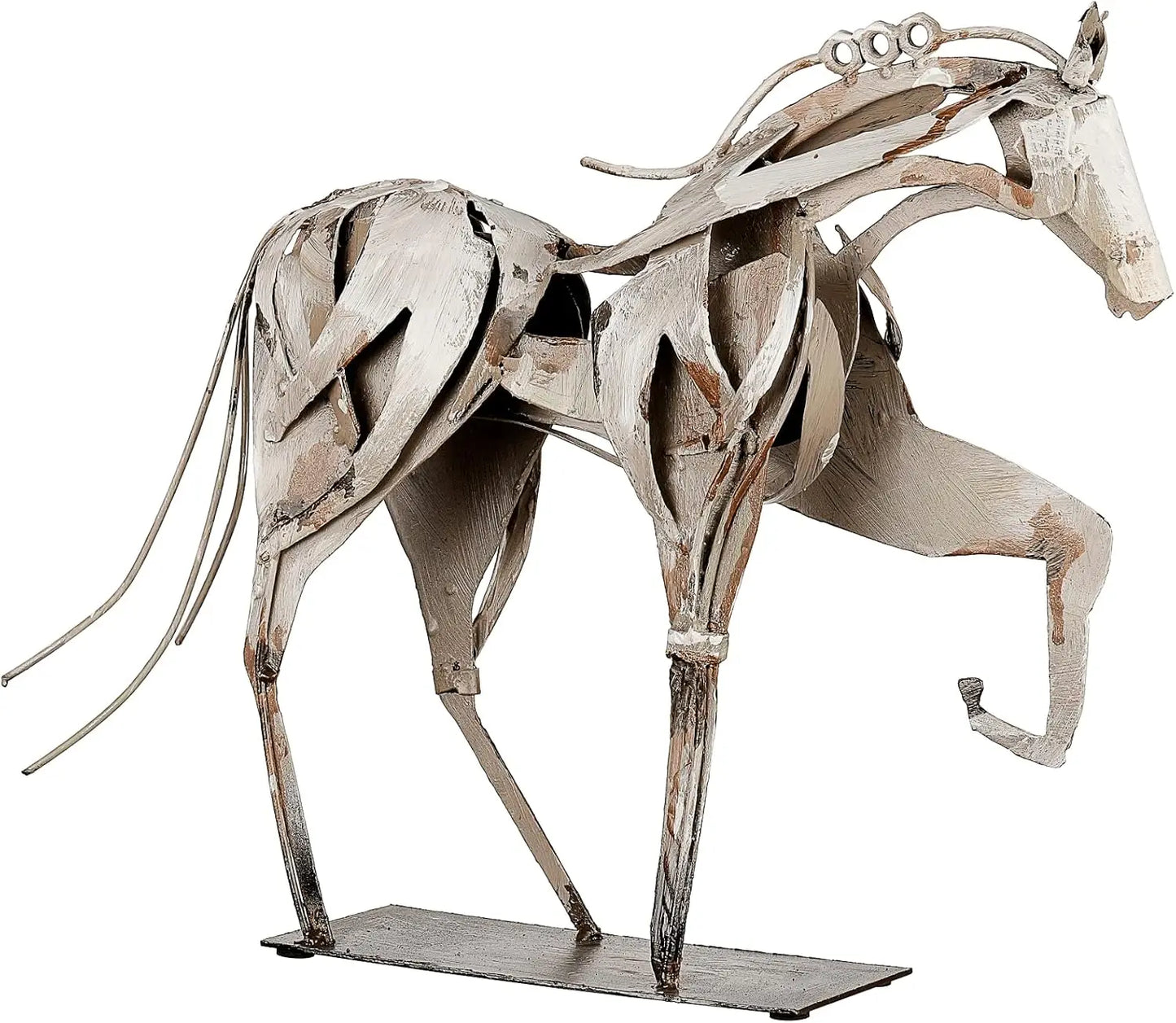 Horse Statue-Unique Rustic Decor for Office&Home -Hand-Painted Metal Sculpture - Perfect Handicraft Gift for Horse Lovers (Grey)