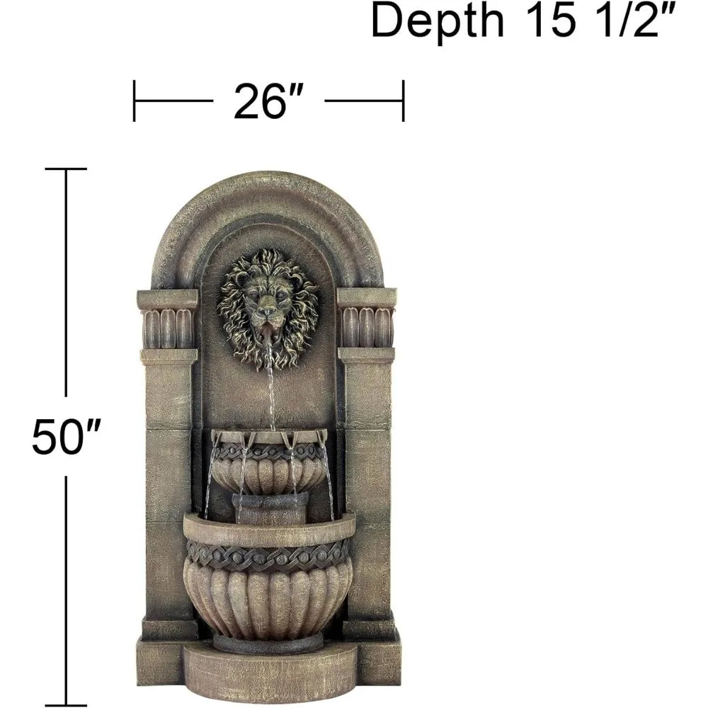 50 Inch High Outdoor Fountain with LED Lights for Garden Terrace Balcony and Corridor