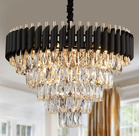 Luxury Pendant Lights Crystal Aluminum Chandelier E12 Lamp Holder Indoor Lighting for Home Dining Room Kitchen Coffee Shop Decor