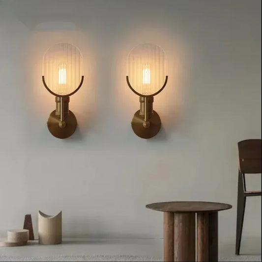 Modern Glass LED Wall Lamp Sconce Bedroom Light Fixture for Home Decor Nordic Foyer Living Room Corridor E27 Luminaire