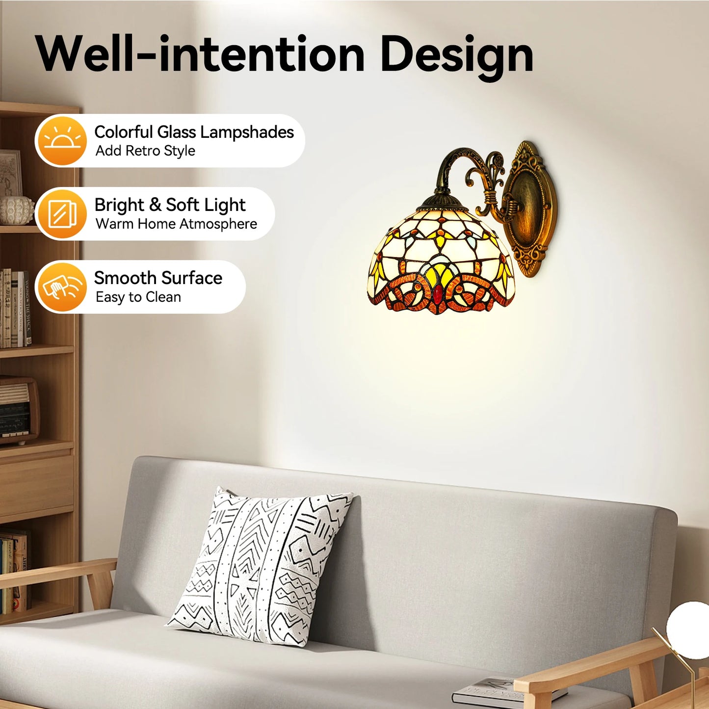 Baroque Victorian Style Glass Wall Lamp Dimmable Design E27 Base Indoor Home Decor Lighting Fixture