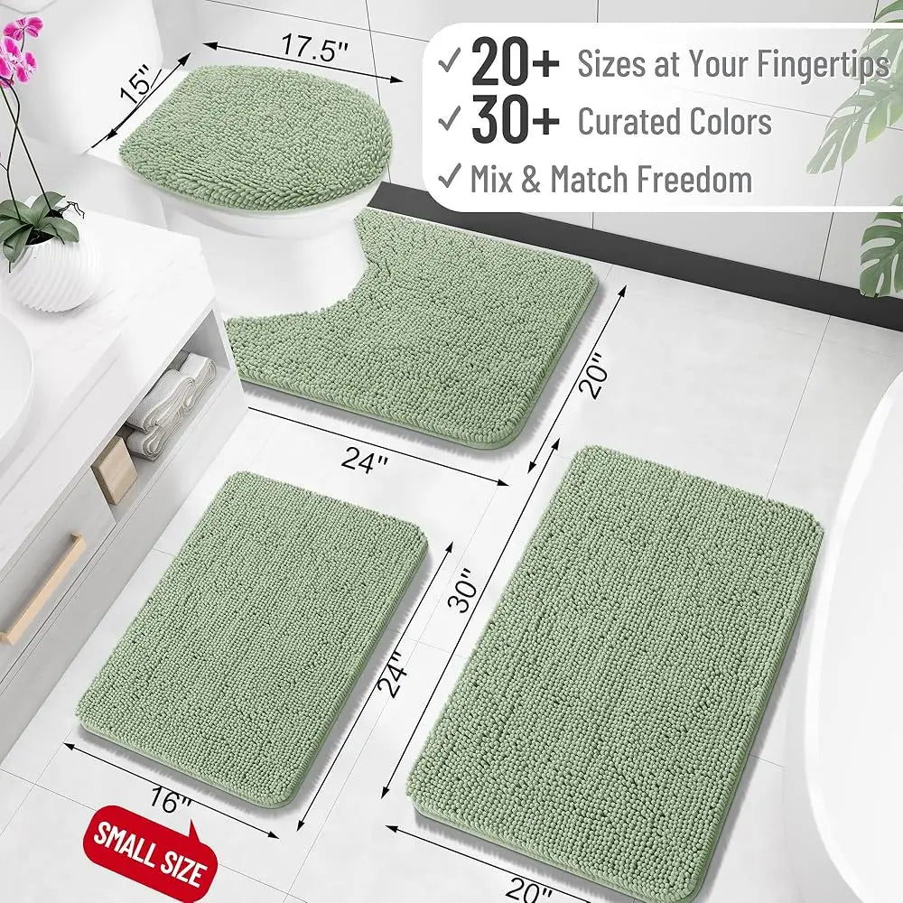 Bathroom Rugs 30X20, Extra Soft Absorbent Chenille Bath Rugs, Rubber Backing Qui Dry, Hine Washable Bath Mats For Bathroom