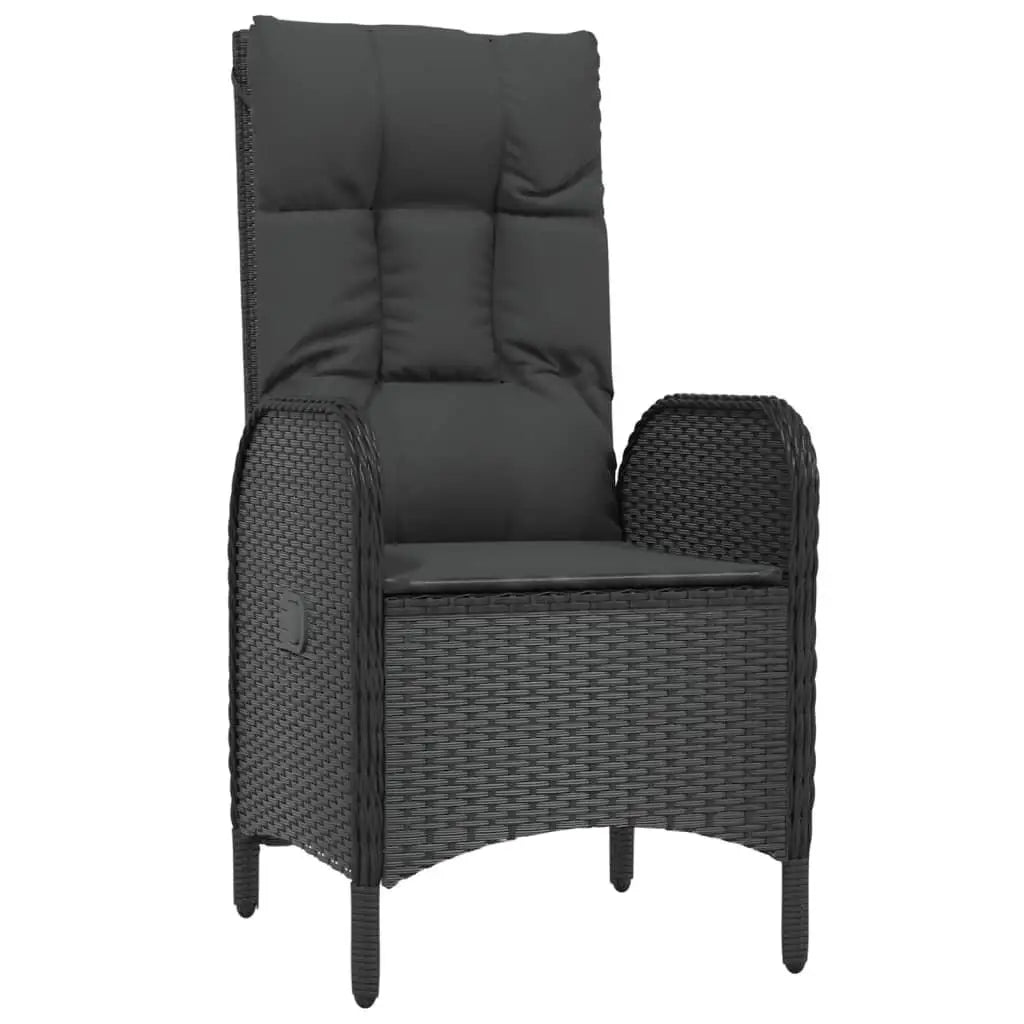 Garden Dining Set for 8 People Black PE Rattan Outdoor Furniture Patio Table and Chairs Set for Backyard Dining