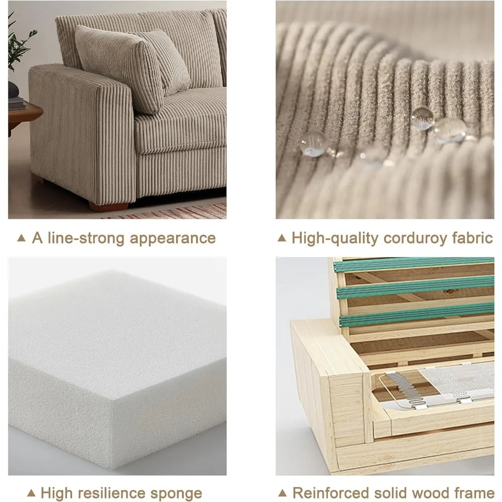81’’Camel Sofa,Corduroy Couch for Bedroom,Comfy Sofa Couch,Modern Sofas for Living Room (Camel)