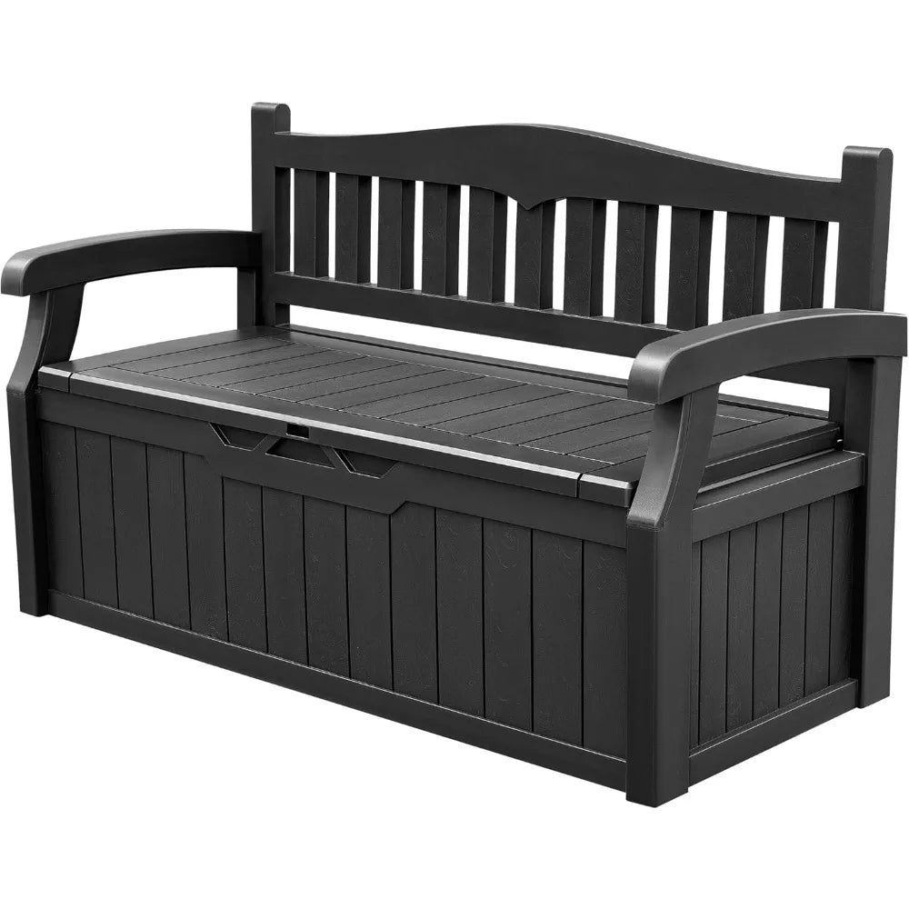 Best Black 80 Gallon Storage Bench Deck Box Lockable Patio Furniture Garden Decor Outdoor Seating Cushions Garden Tools