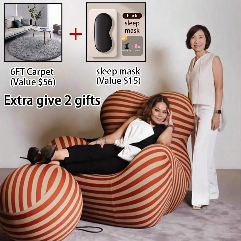 Light Luxury Modern Designer Lazy Sofa 39.3 x 37.4 x 37.4 Inches Adult Floor Leisure Living Room Balcony Creative Single Armrest Couch L
