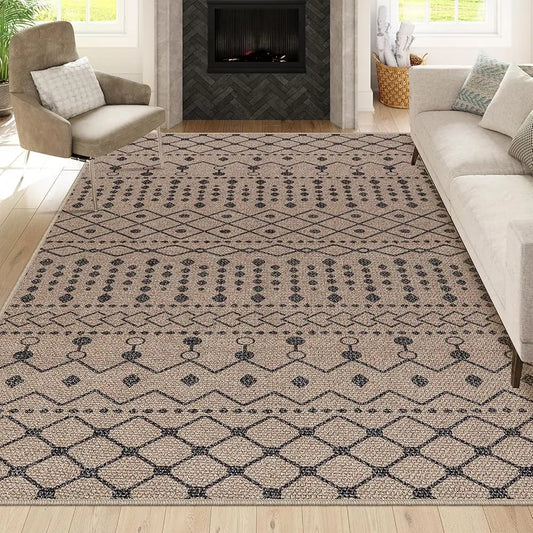 Modern Easy Jute Rug, Large Washable Outdoor Rug 5X7 Living Room Rugs, Beige Sisal Dining Room Rugs, Farmhouse Natural Bedroom