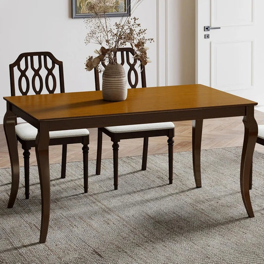 60 Inch Mid Century Modern Dining Table Wooden Top and Legs Farmhouse Rectangular Desk Table for 4 to 6 People Kitchen or Dining Room