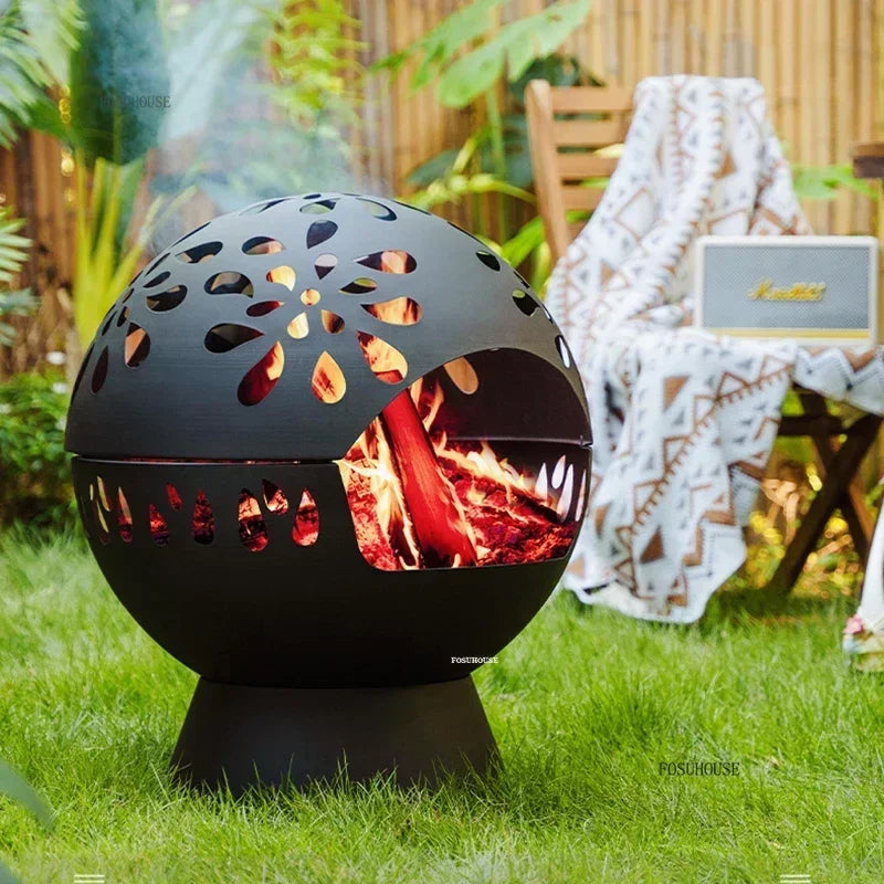 Nordic Multi Purpose Fire Pits for Villa Courtyard Garden Portable Outdoor Heater Round Fire Stove