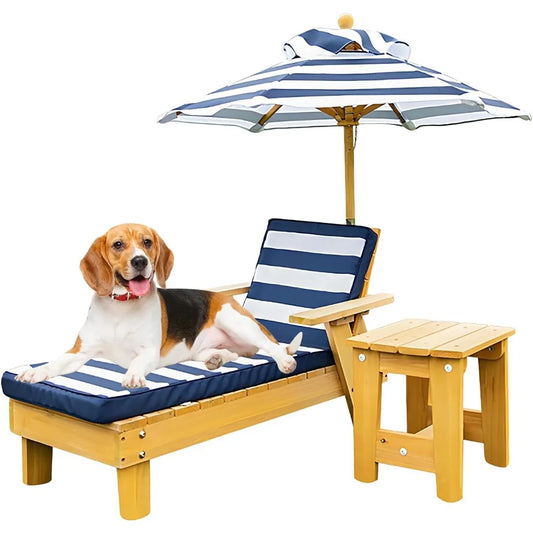 Elevated Dog Bed for Large Dogs with Waterproof Canopy Indoor Outdoor Pet Chaise for Backyard Pool Beach Removable Cushion