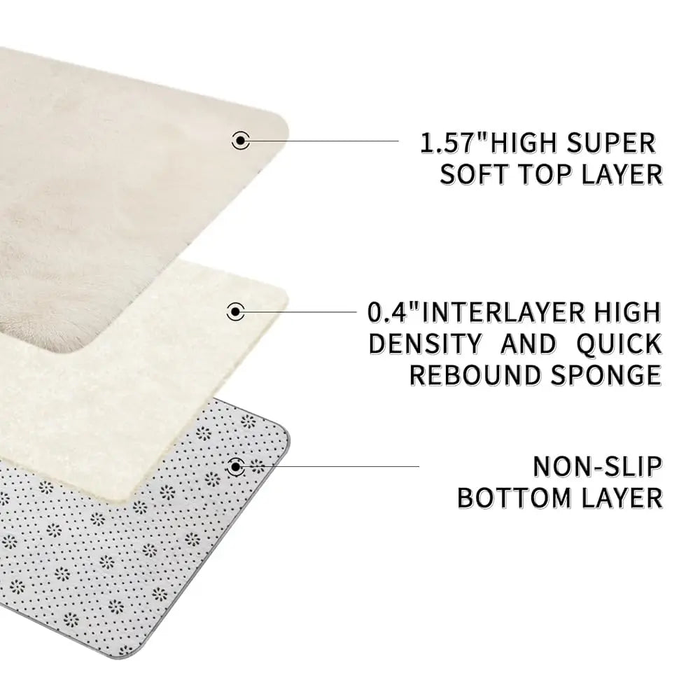 Cream Shag Area Rug 8X10 for Living Room Soft Plush Furry Washable Carpet Modern Style