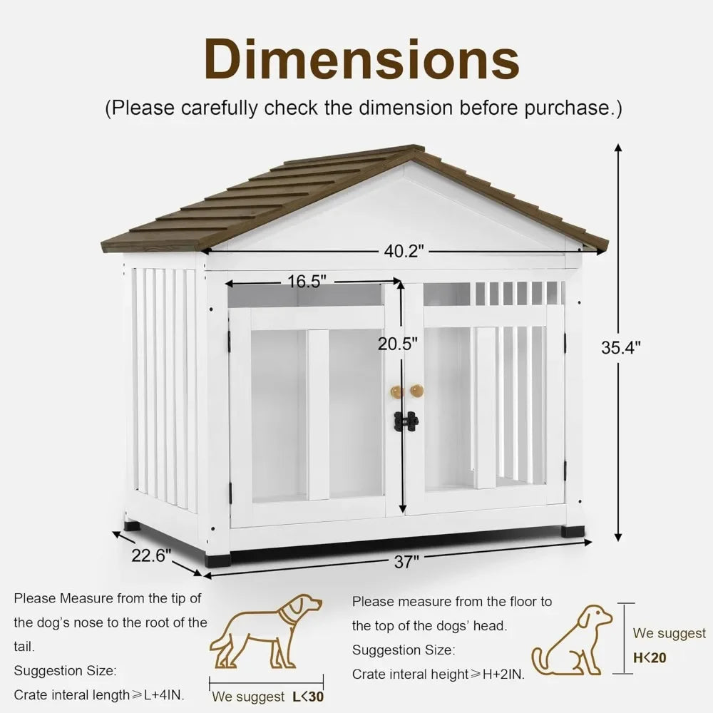 Wooden Dog House Furniture Solid Wood Pet Kennel Indoor for Small and Medium Dogs