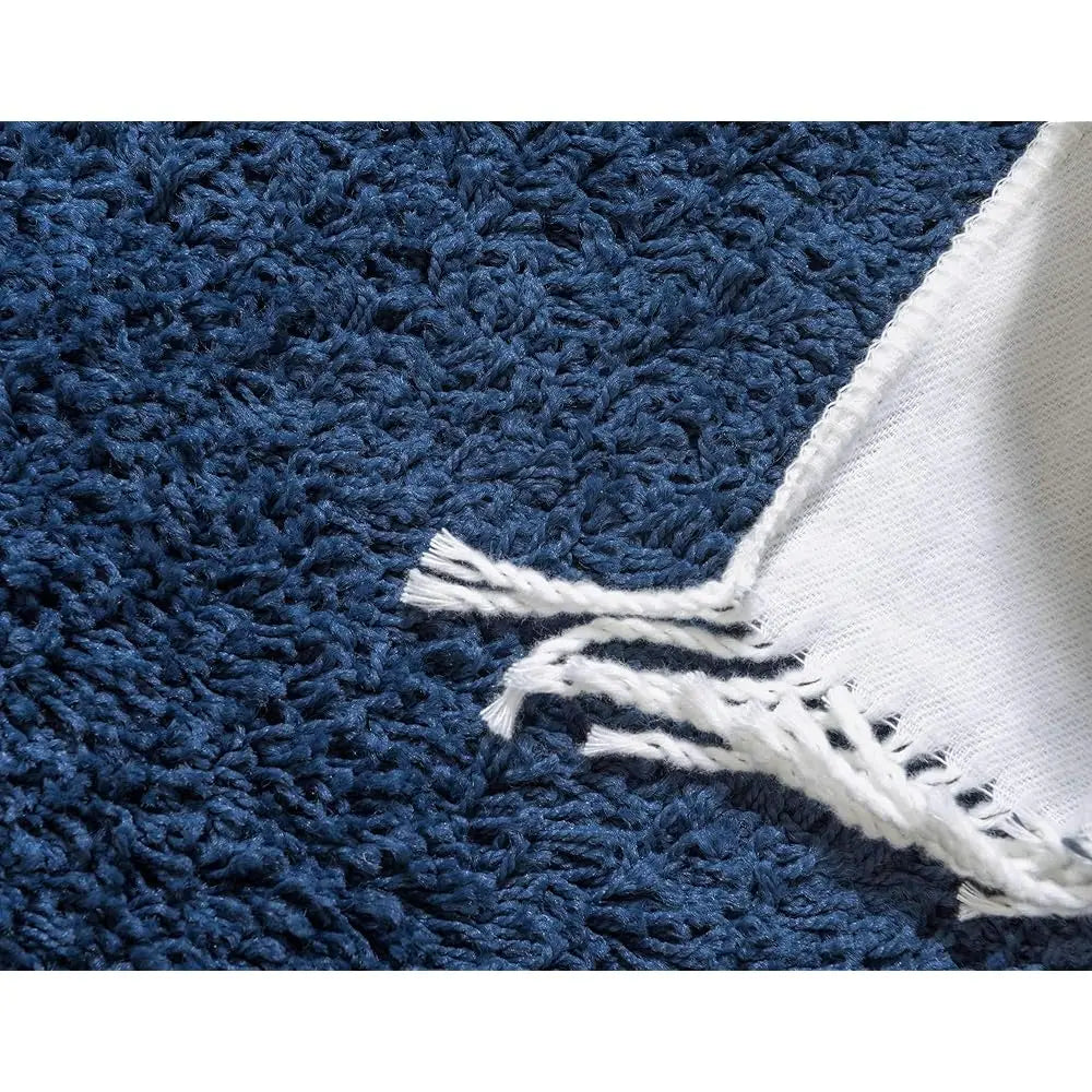 Solid Shag Collection Area Rug 10 Feet by 13 Feet Rectangle Sapphire Blue Navy Blue