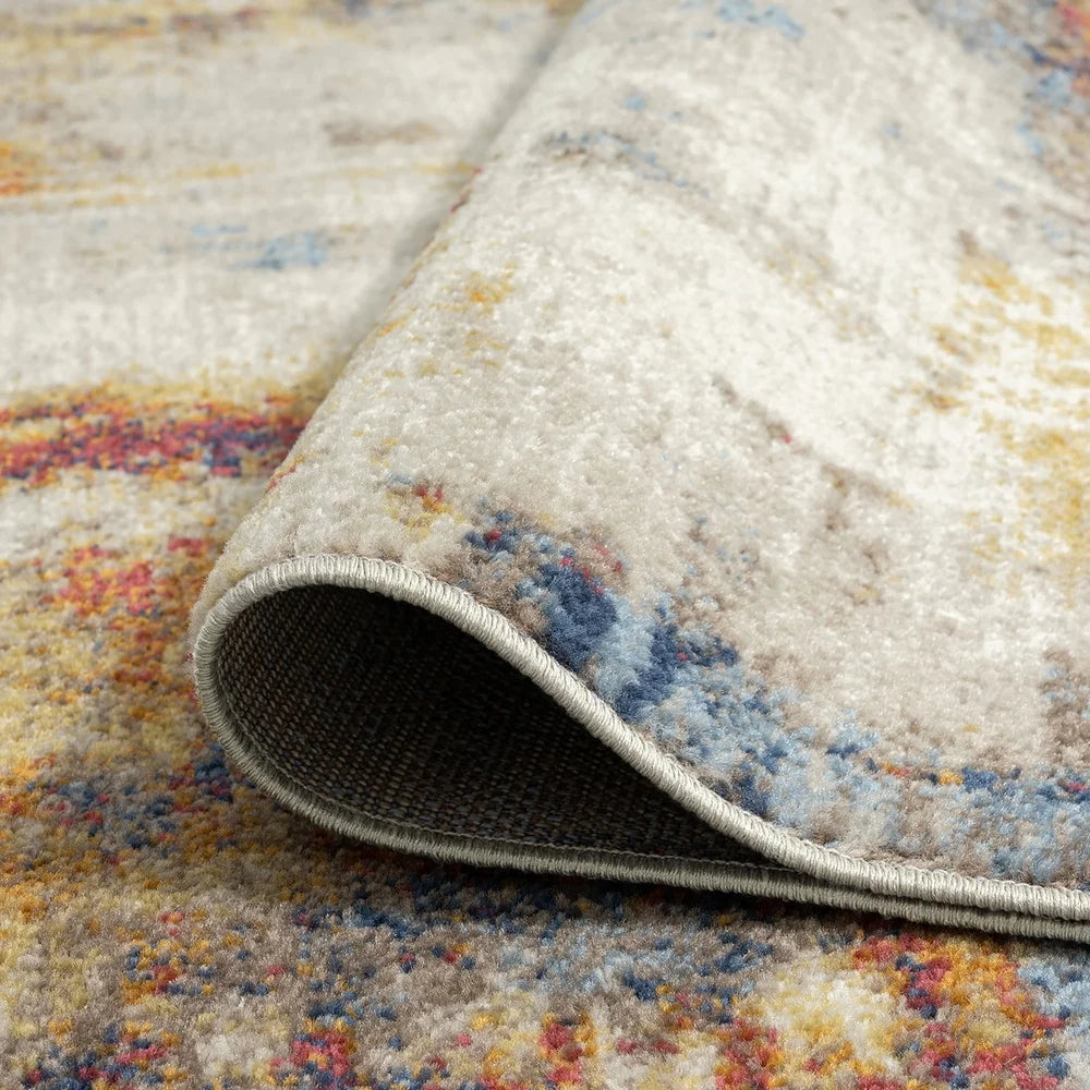 Modern Abstract Area Rug Multi Color Indoor Living Room Bedroom Dining Entryway Flooring Stain Resistant Easy Care Durable Kid Friendly
