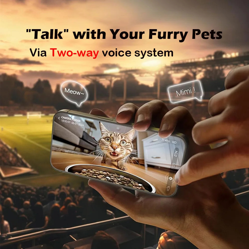 Automatic Dog Feeders with Camera 1080P HD 5G WiFi Pet Feeder Tuya App Control Automatic Cat Dog Food Dispenser Furpipi