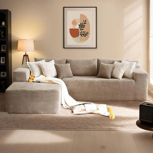L Shaped Couch,106" Assembly Free Modern Minimalist Sofa,Extra Deep Large Sofa Couch Set,Corner Couch in A Box for Living Room
