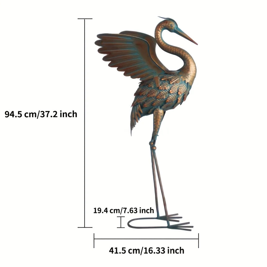Outdoor Standing Crane Statue, Metal Garden Bird Sculpture, Art for Backyard Patio Lawn Yard Decor, Perfect for Thanksgiving
