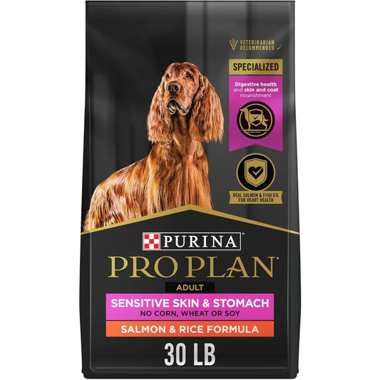 Sensitive Skin and Stomach Dog Food Dry, Adult Salmon & Rice Formula, Digestive Health - 30 lb. Bag