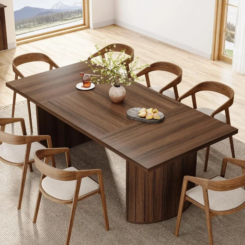 78.7 Inch Extra Long Dining Table for 6 to 8 People Large Farmhouse Kitchen Table with Wooden Tabletop