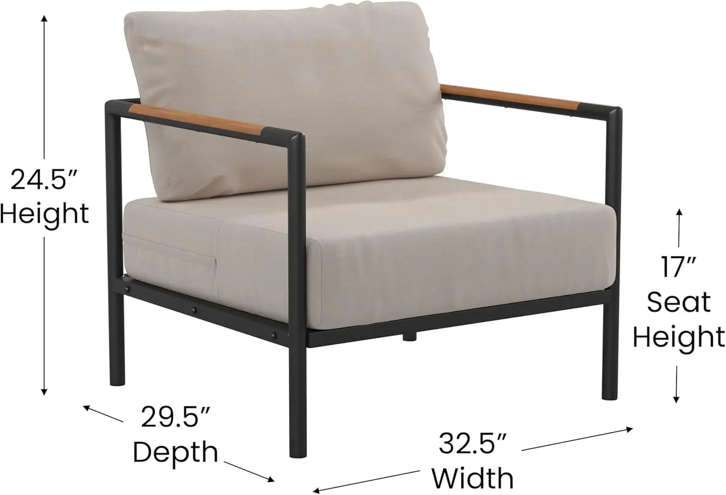Lea Indoor/Outdoor Patio Chair with Cushions - Modern Aluminum Framed Chair