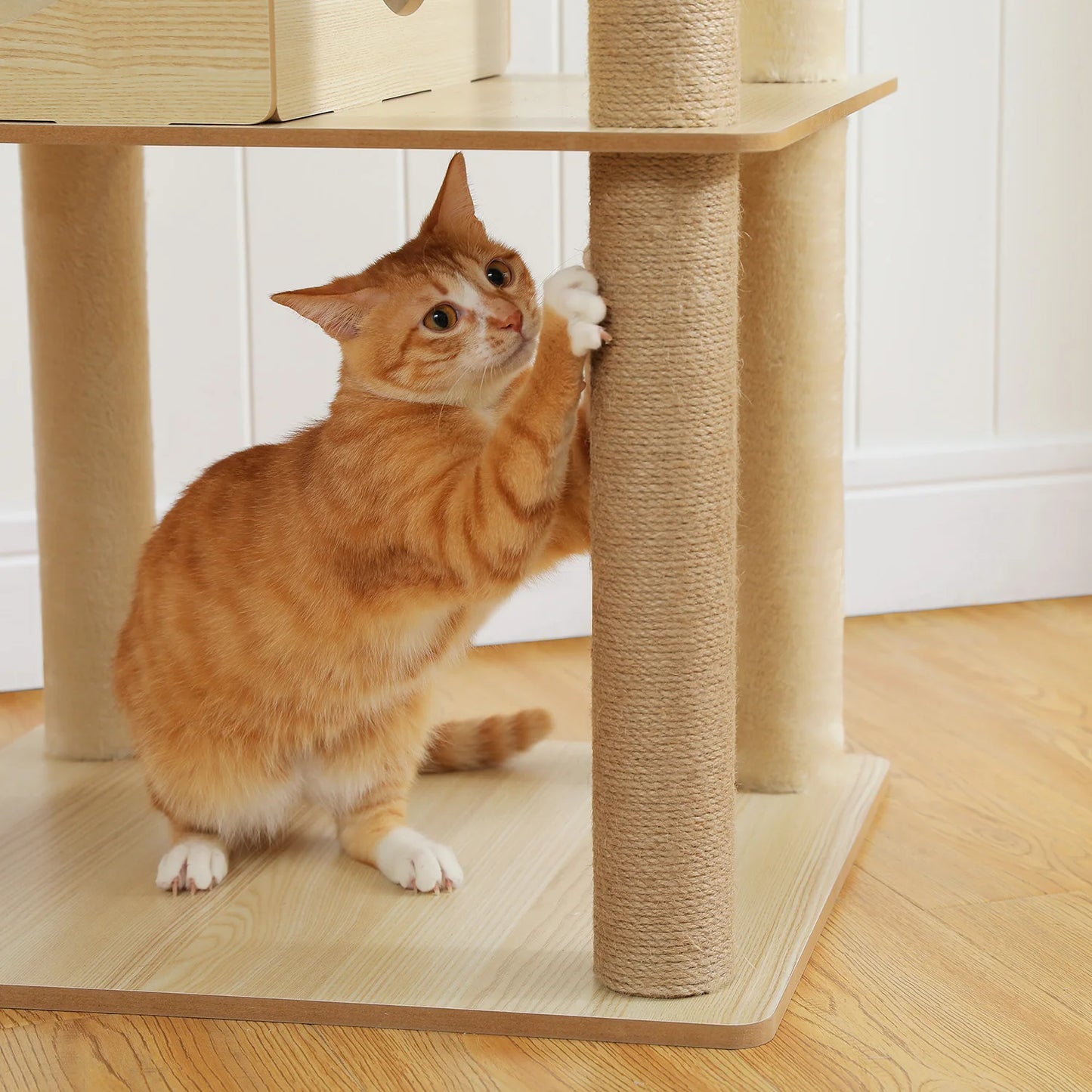 Multi Level Cat Tree with Sisal Scratching Posts Large Top Perch Cat Condo Indoor Wooden Cat Tower Cat Scratcher Cat Toys