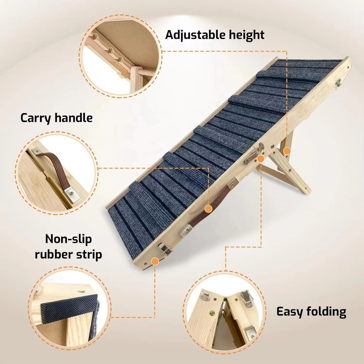 Folding Dog Ramp Four To Five Heights With Non Slip Carpet