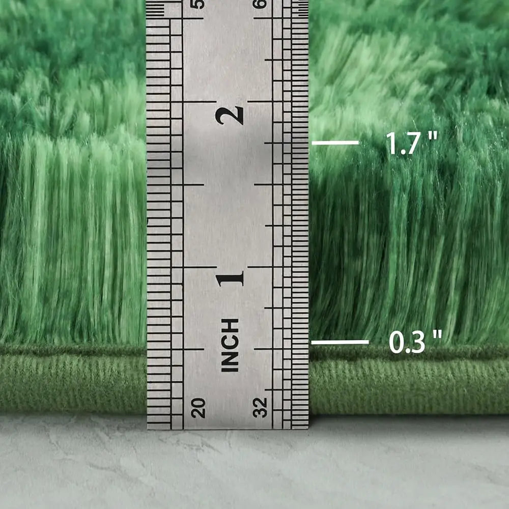 9X12 Large Area Rugs For Living Room, Super Soft Fluffy Modern Bedroom Rug, Tie-Dyed Green Indoor Shag Fuzzy Carpets For Girls