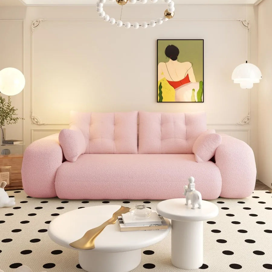 Human Dog Bed Lazy Sofa Couch 78.7 Inch Multifunctional Foldable Sofa Bed 3in1 Teddy Fabric Foam Filled Sleeper Sofa Bed for Living Room