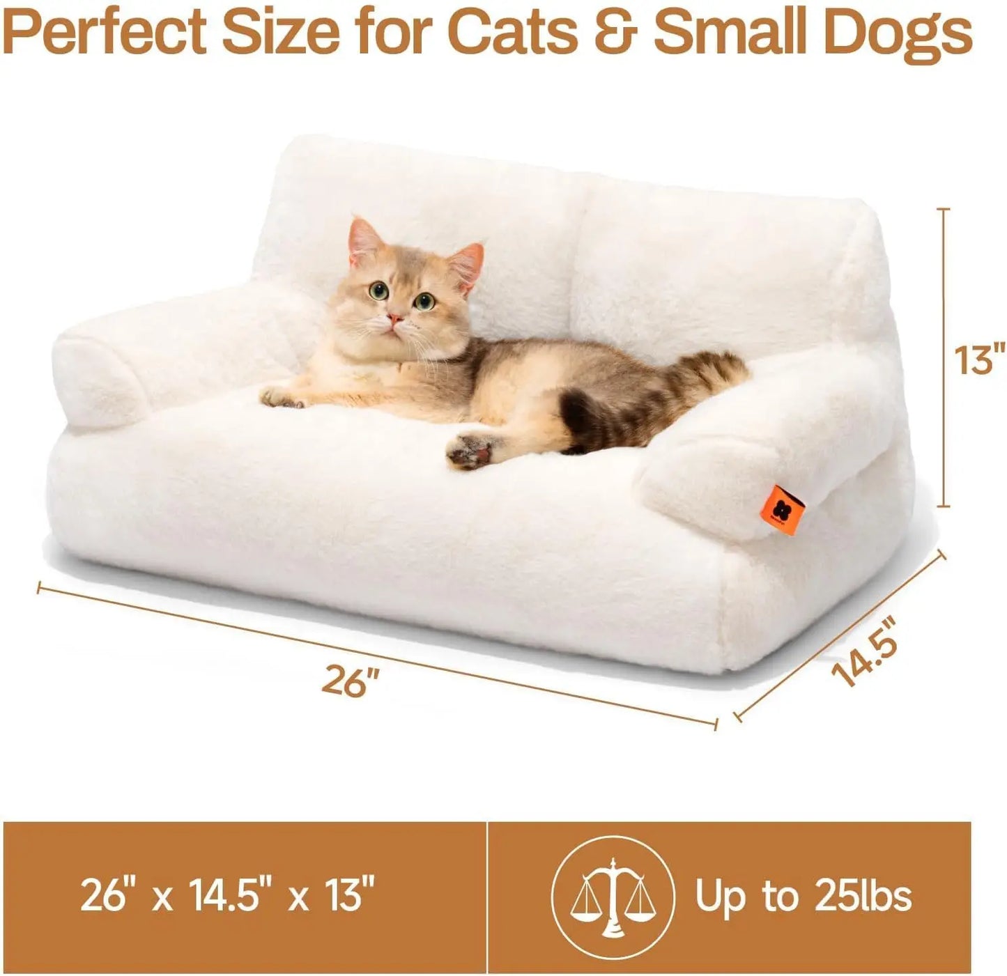 Mewoofun Pet Couch Bed 26x19x13 Inch Washable Cat Beds for Medium Small Dogs and Cats up to 25 Pounds Fluffy Couch in Black and White