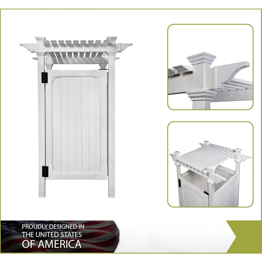 Zippity Hampton Outdoor Shower Enclosure Kit with Door 89 Inch H x 62 Inch W x 47 Inch L White Vinyl