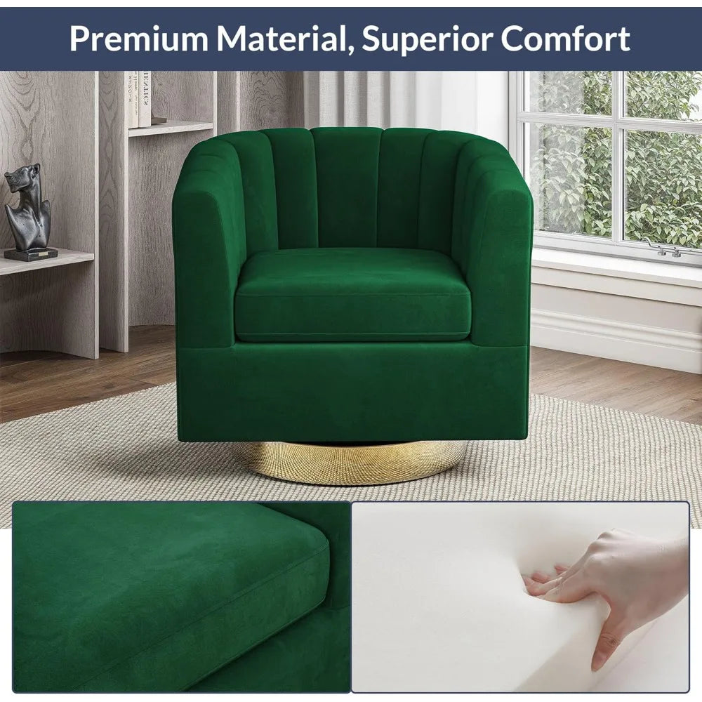 Swivel Accent Chair Wide Modern Upholstered Armchair 360 Degree Swivel Comfy Single Sofa Side Chair for Living Room Bedroom