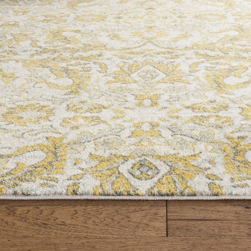 Evoke Collection Area Rug 9 x 12 Ivory and Gold Shabby Chic Oriental Design Non Shedding and Easy Care Ideal for High Traffic Areas