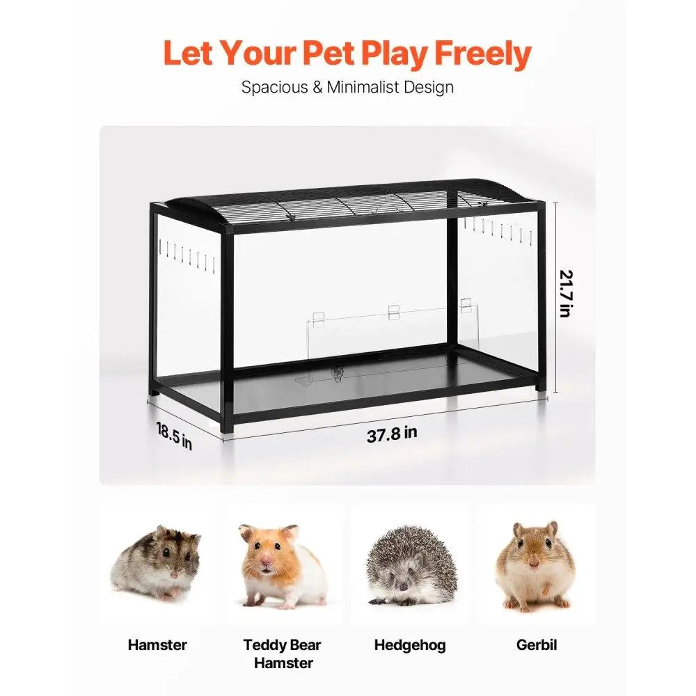 Large Clear Hamster Cage 37.8 Inch for Pet Rodents Gerbil Mouse Habitat