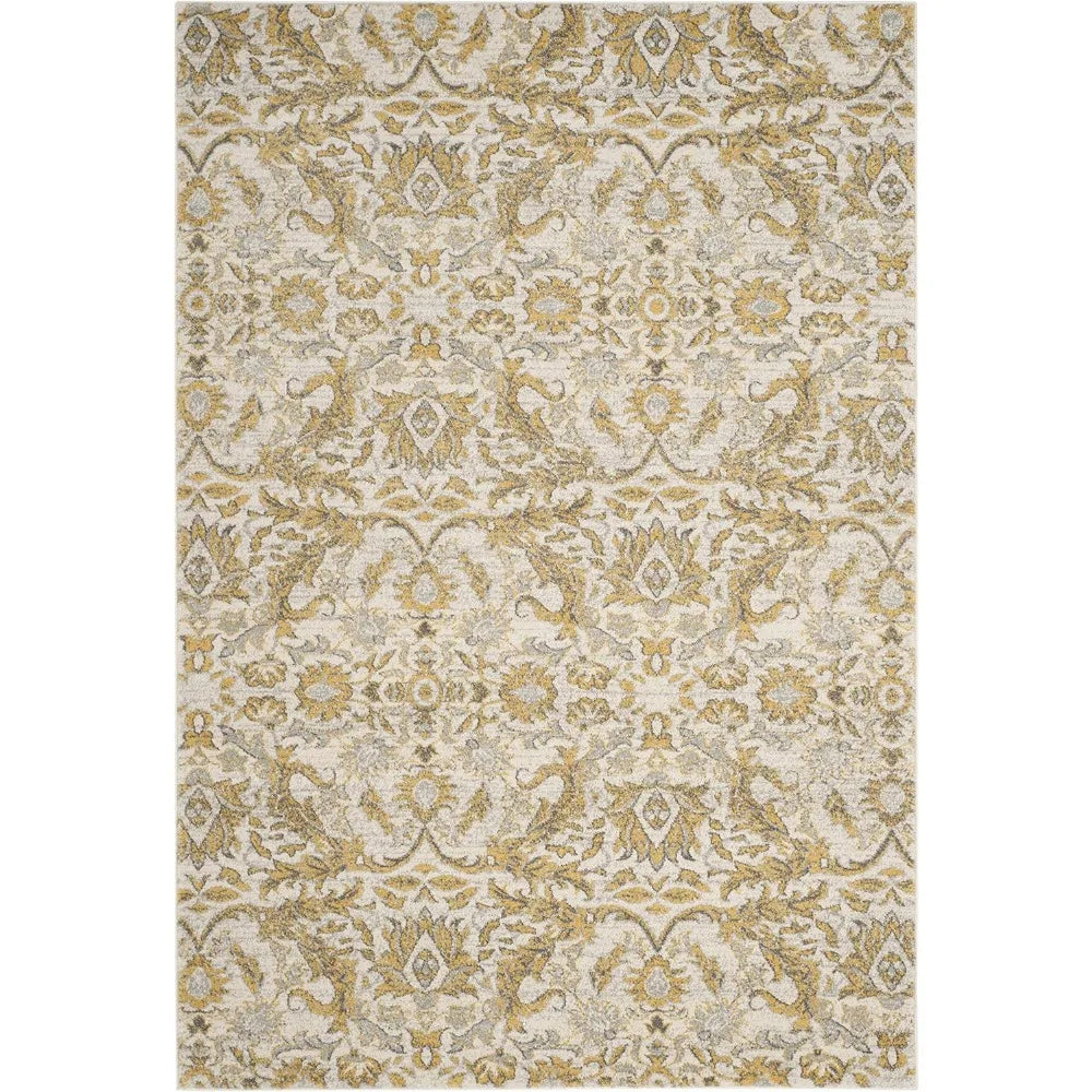 Evoke Collection Area Rug 9 x 12 Ivory and Gold Shabby Chic Oriental Design Non Shedding and Easy Care Ideal for High Traffic Areas