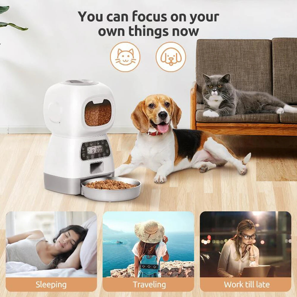 3.5L Automatic Pet Feeder For Cats WiFi Smart Dog Feeder With Voice Recorder Large Capacity Timing Cat Food Dispenser