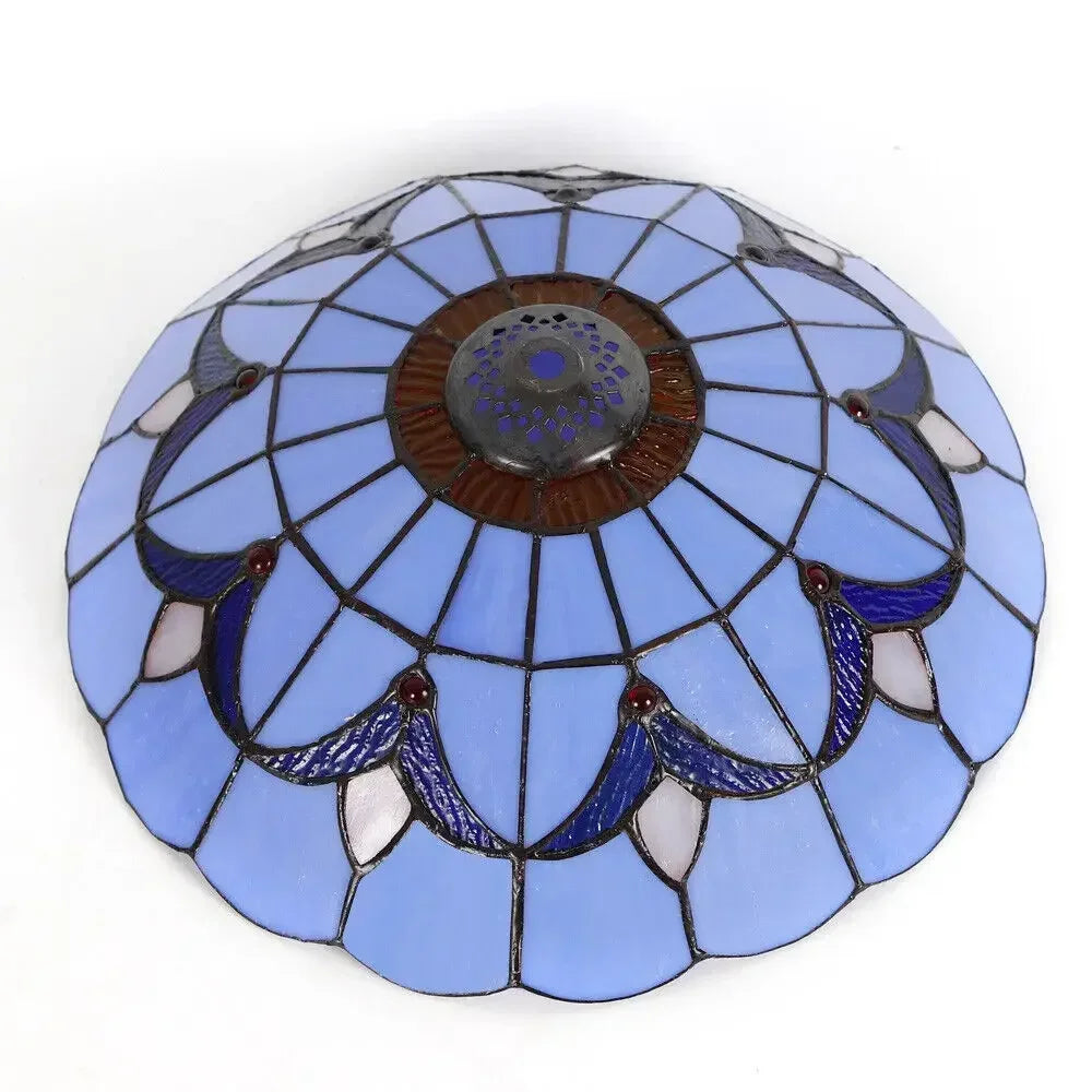 12" Tiffany Style Stained Glass Flush Mount Light, Elegant Vintage Ceiling Lamp for Living Room and Dining Room