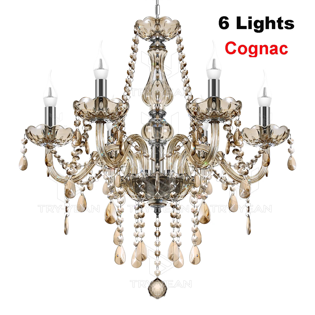 6 Lights Tassels Chandelier Classic 6 Arms Crystal Lustre Ceiling Light Lamp for Dining Living Room Bedroom