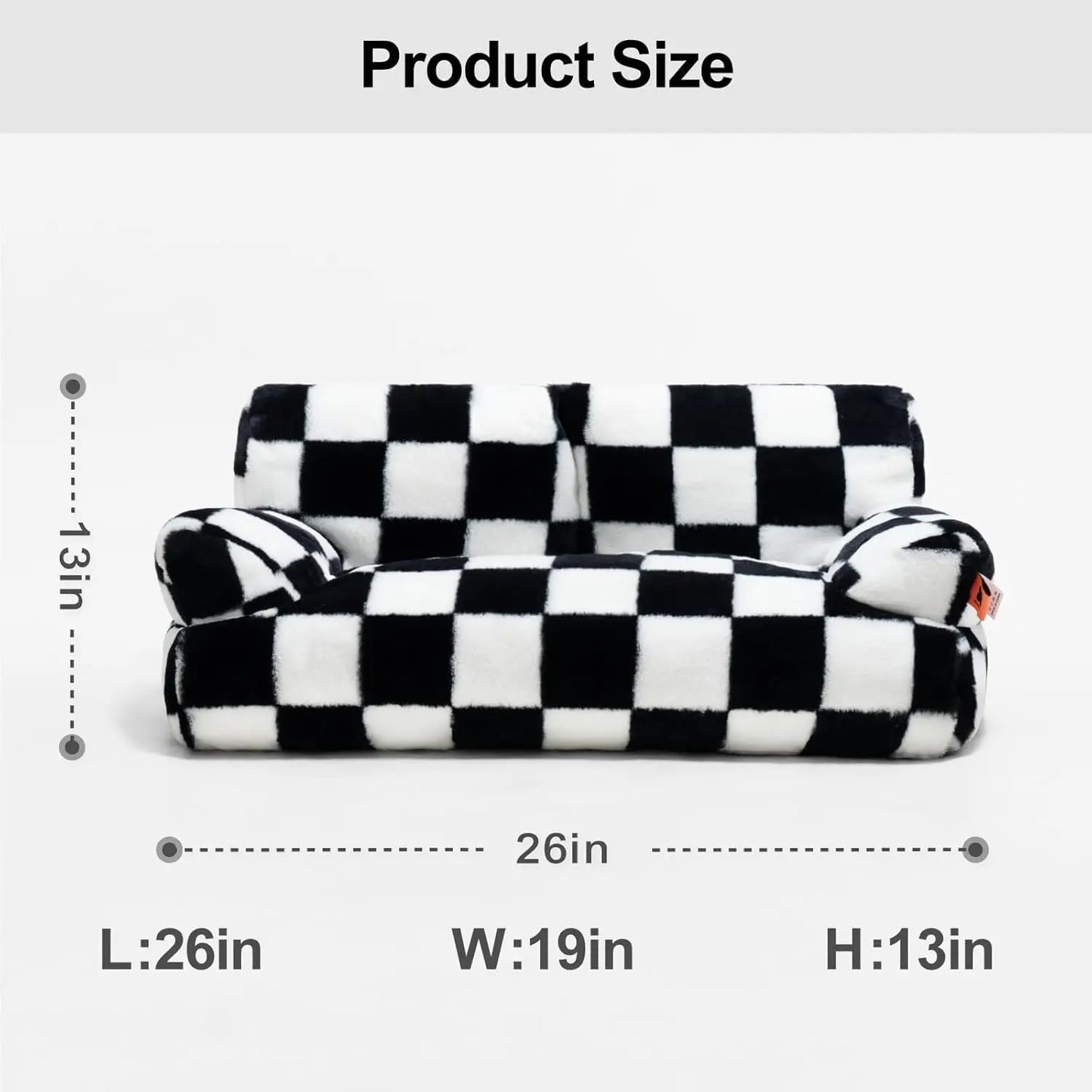 Mewoofun Pet Couch Bed 26x19x13 Inch Washable Cat Beds for Medium Small Dogs and Cats up to 25 Pounds Fluffy Couch in Black and White
