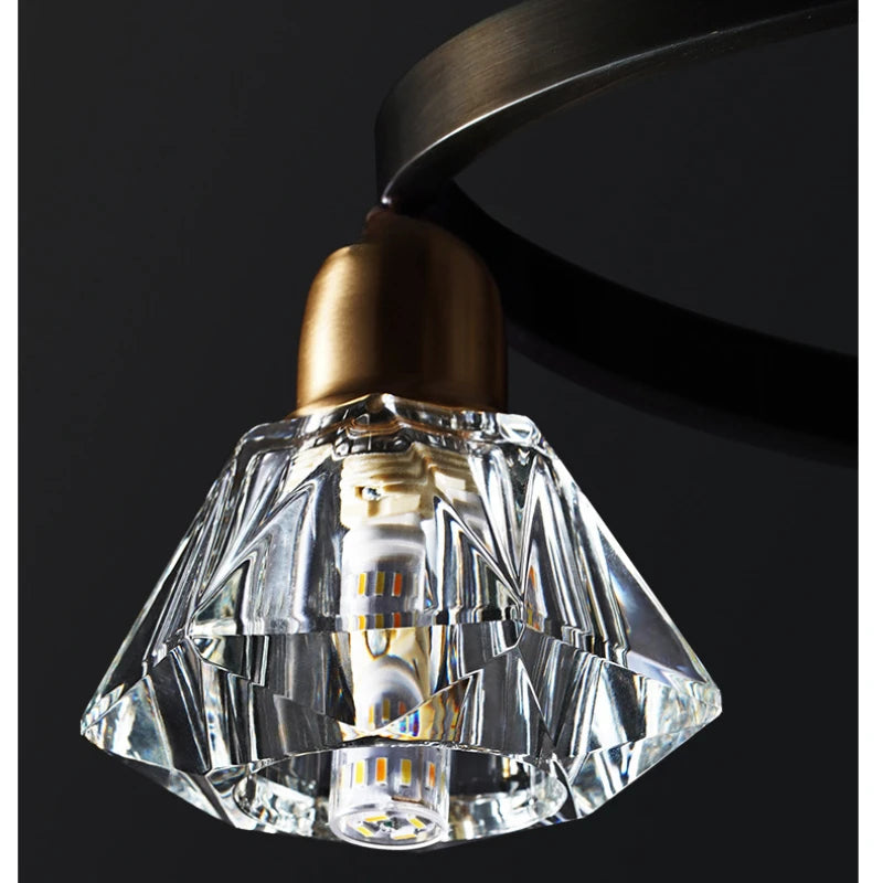 Modern Luxury Crystal LED Ceiling Chandelier Hanging Wire Fixture for Living Room Bedroom Home Decor Indoor Lighting