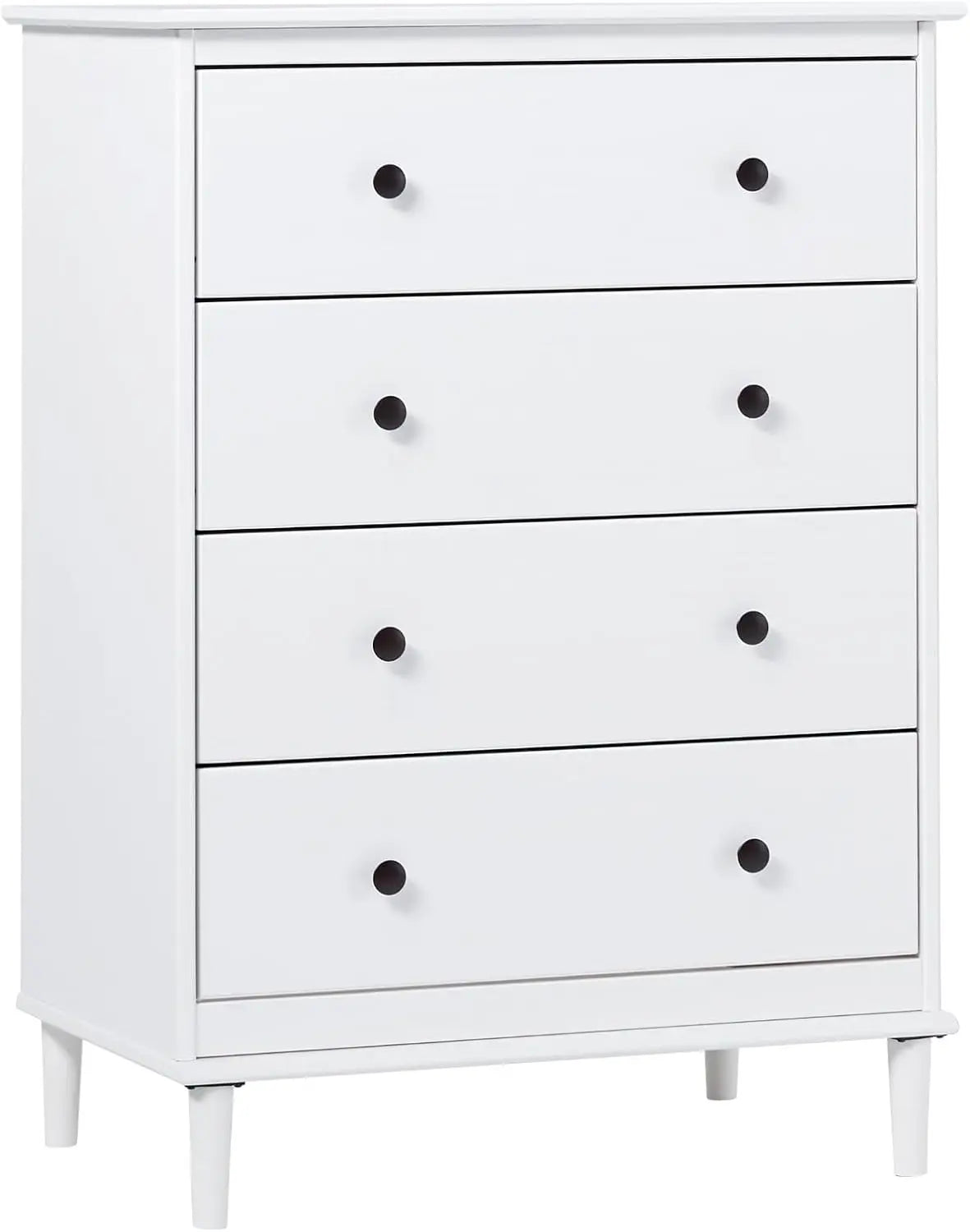 Modern Tall 4 Drawer Solid Wood Dresser Bedroom Storage Organizer 40 Inch White