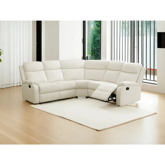 Living Room Furniture Set L Shaped Sectional Sofa Fluff Fabric Recliner Adjustable Manual Sofa Set