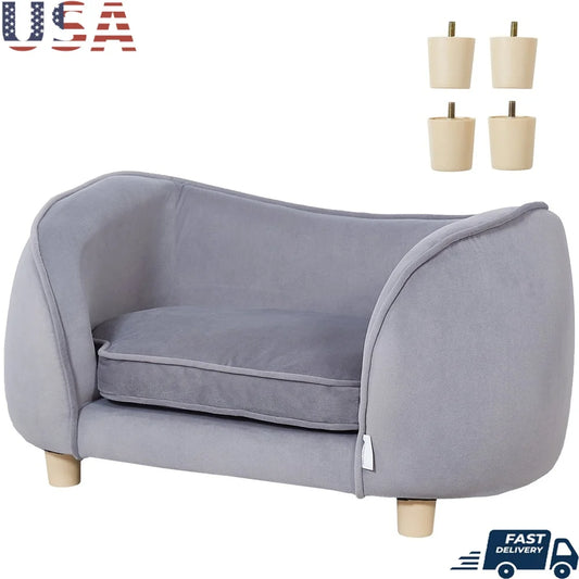 Luxury Pet Sofa Couch for Cats and Small Dogs Plush Bed Scratch Resistant Velvet Supports Up to 66 Pounds Easy Clean Stylish Design