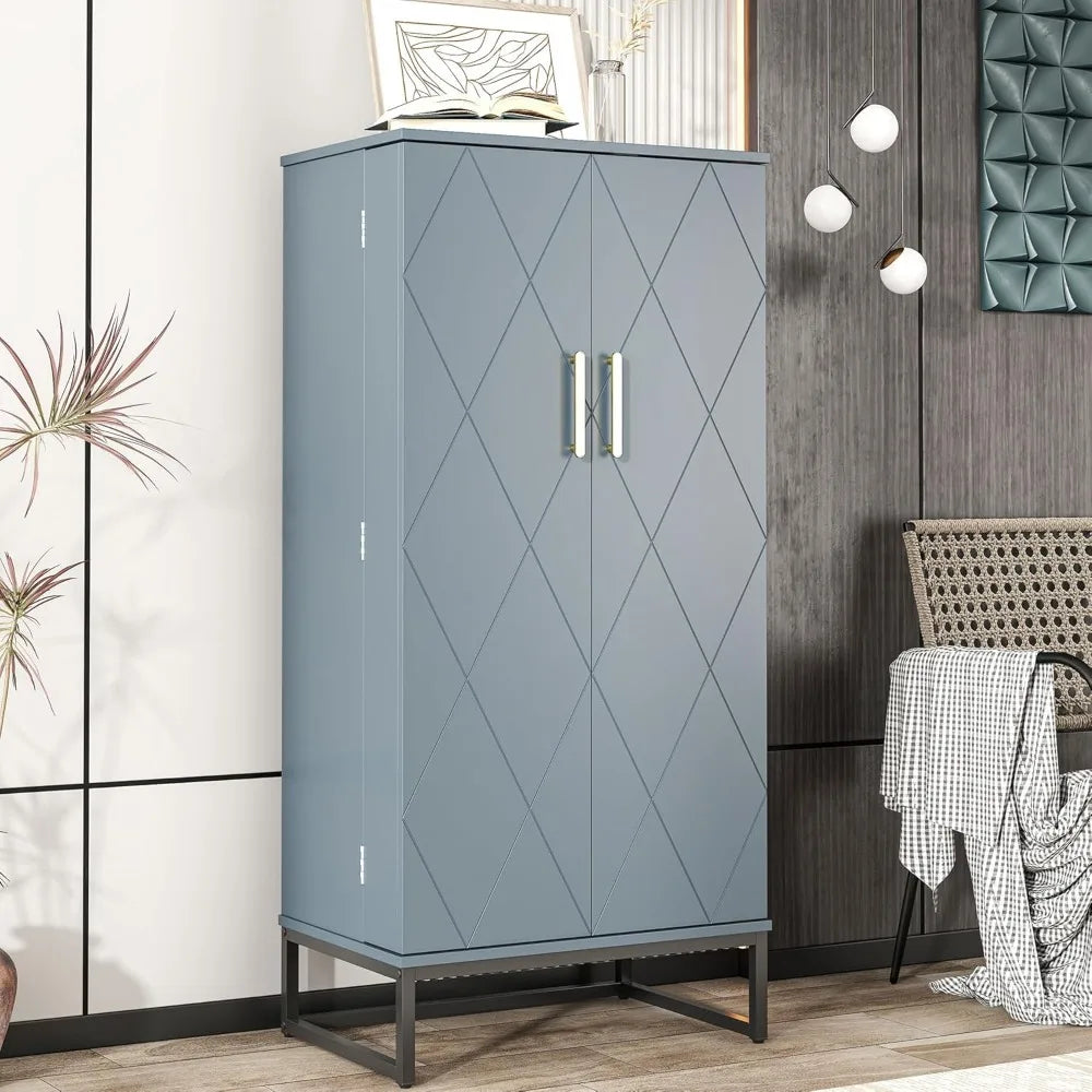 51 Inch Freestanding Kitchen Pantry Storage Cabinet with Adjustable Shelves and Buffet Cupboards