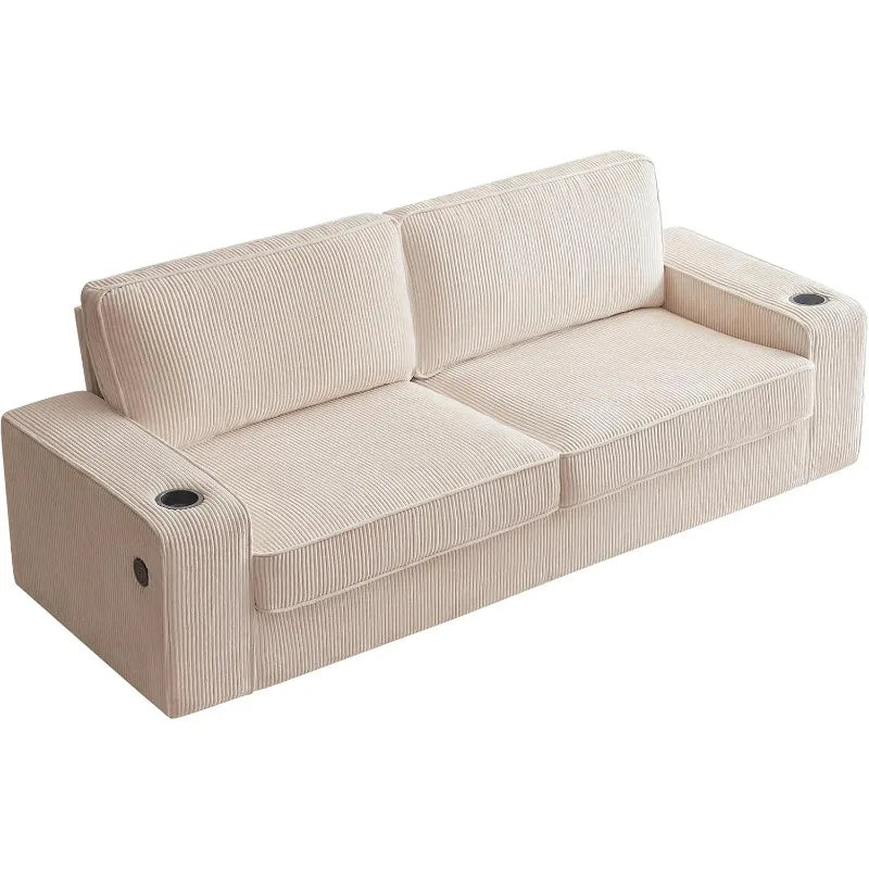 Sofa, 89 Inch Modern Sofa with USB Charging Ports & Cup Holders, Deep Seat Sofa Couch- Comfy Couch for Living Room