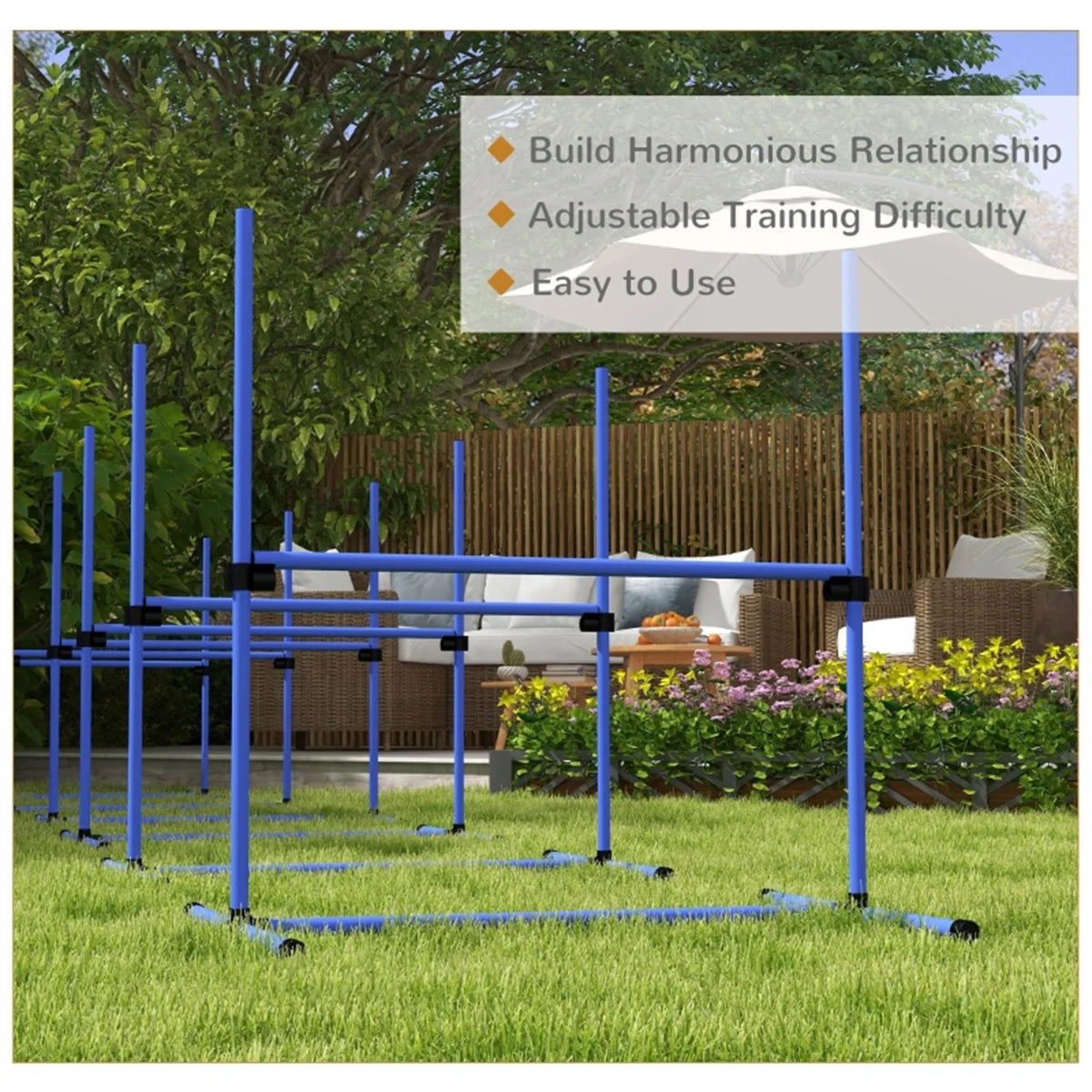 Dog Agility Fence Set with Adjustable Bar Jumps for Dogs and Puppies Outdoor Playpen Supplies