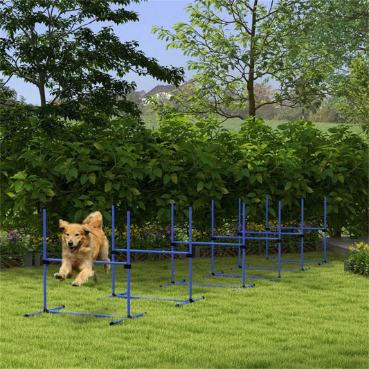 Dog Agility Fence Set with Adjustable Bar Jumps for Dogs and Puppies Outdoor Playpen Supplies