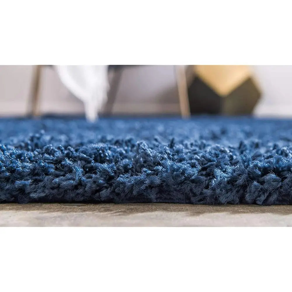 Solid Shag Collection Area Rug 10 Feet by 13 Feet Rectangle Sapphire Blue Navy Blue