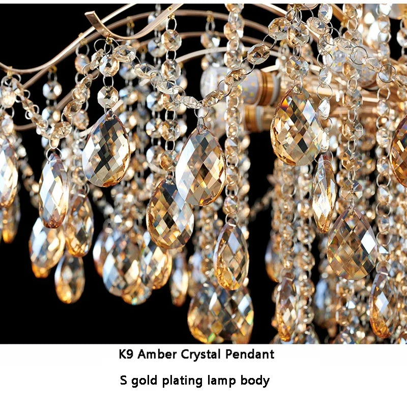 Luxury Crystal Ceiling Pendant Lamp for Living Room and Bedroom E14 LED Lights Home Decoration AC85-260V