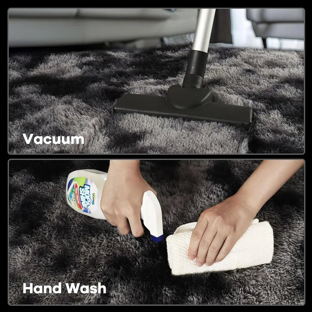 Bla And Grey Area Rugs For Living Room Large Men Room Carpet 8X10 Bedroom Fluffy Furry Shag Aesthetic Plush High Pile Floor Rug