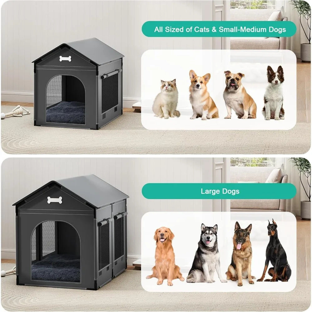 2XL Indoor Dog House Kennel Bed With Cushion Winter Warm